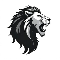 Obraz premium simple monocrome lion head mascot logo