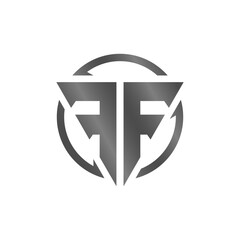 A strong, monochromatic logo featuring two stylized 