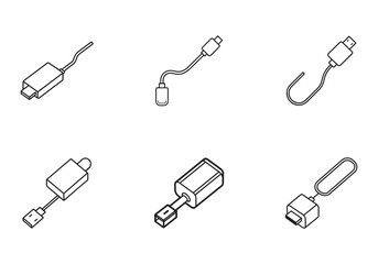 usb c adapte icon line art vector illustration