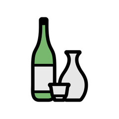 日本酒、とっくり、おちょこのシンプルなベクターアイコン素材