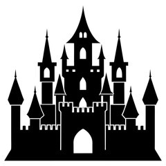 Obraz premium Flat Castle Icon Silhouette Vector