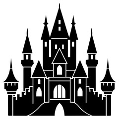 Fototapeta premium Flat Castle Icon Silhouette Vector