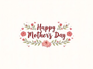 Obraz premium A delightful Mothers Day design features cursive text and charming floral embellishments on a clean white backdrop.