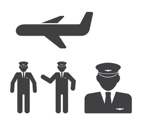 airplane pilot person with plane icon set