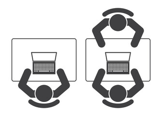 top view of person  working for laptop icon