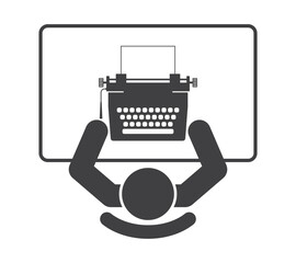person man typing on typewriter icon
