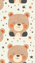 Cute Cartoon Bear Pattern with Colorful Stars