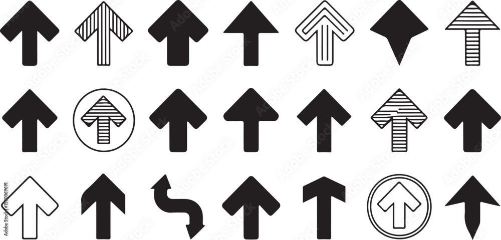 Poster a set of vector wooden arrow signs pointing in various directions for business and home design conce