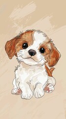 Cute Puppy Illustration with Charming Expression