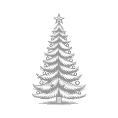 Illustration of Elegant Christmas Tree Illustration with Ornaments and Star