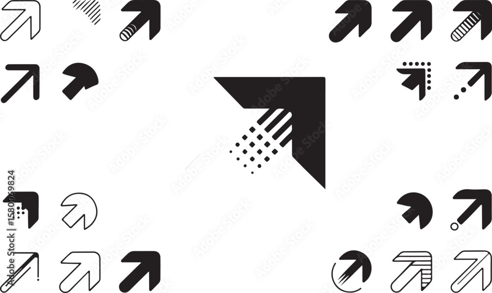Poster a comprehensive vector set of arrow icons, symbols, and design elements for web and illustration