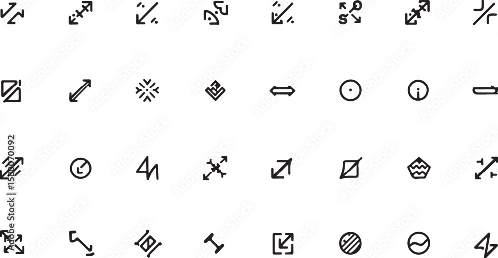 Poster black and white numbers and alphabet set with vector icons and symbols for business and web design