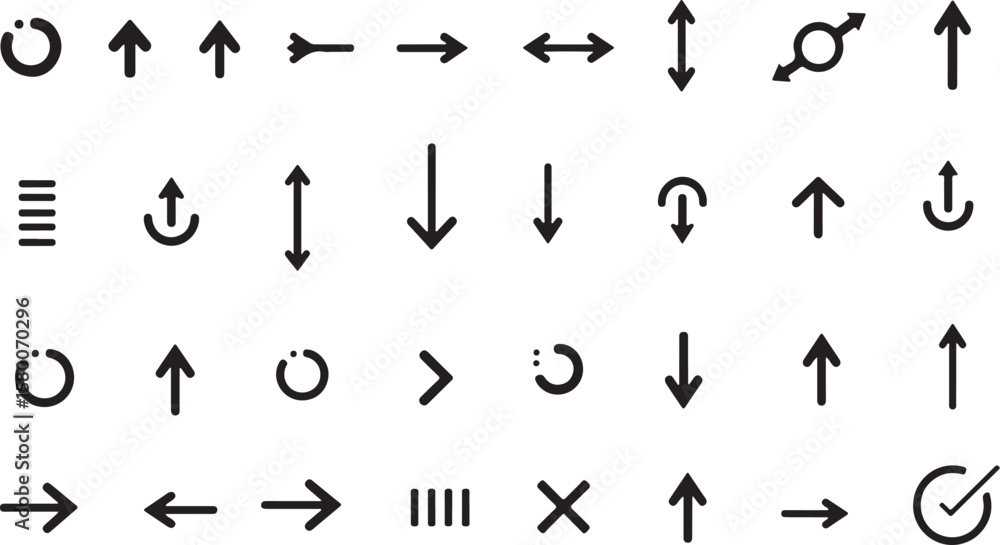 Aufkleber vector alphabet and arrow icon set for web design