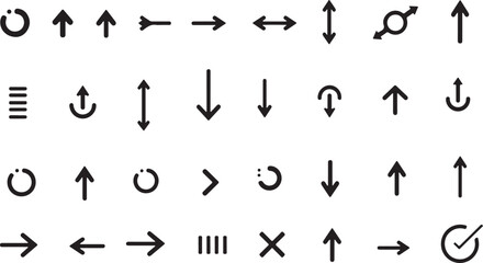Vector alphabet and arrow icon set for web design