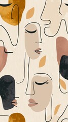 Abstract Faces in Minimalist Art Design