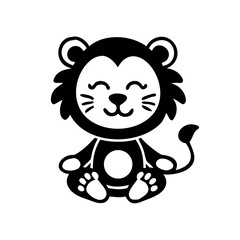 Adorable Cartoon Lion Sitting for meditation 