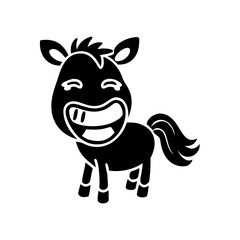 Obraz premium Cartoon Black Horse with a Huge Grin and Playful Expression