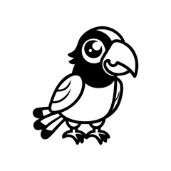 Cute cartoon toucan illustration with a friendly expression and bold outlines