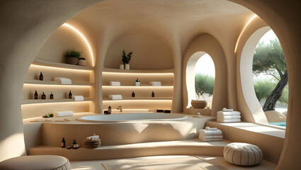 Serene Organic Spa Retreat With Natural Light and Lush Greenery Offering Ultimate Relaxation and Rejuvenation for Mind Body and Soul