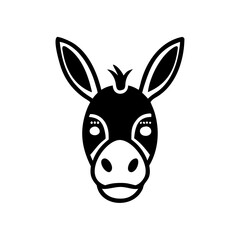 Black and White Donkey Face Icon Graphic Art with Funny Features