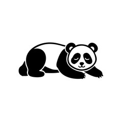 Cartoon panda bear lying down with eyes closed in a relaxed pose