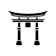 Minimalistic Silhouette of a Traditional Japanese Torii Gate Standing Tall