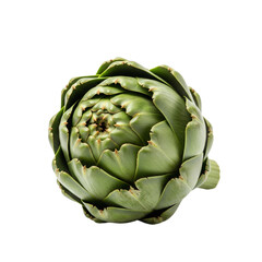 Whole Fresh Green Artichoke on a Transparent Background, White Background