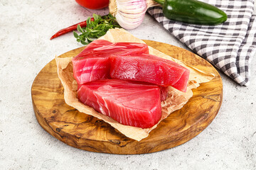 Raw fresh tuna fish steak