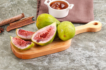 Tropical exotic green fig with cut