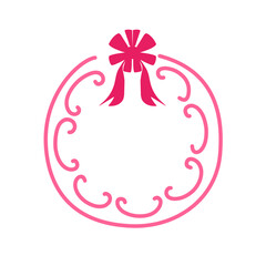 vintage pink ribbon frame illustration