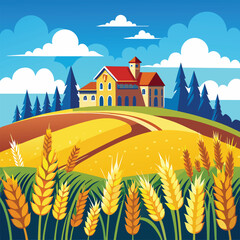 rural landscape with houses