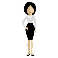 Fototapeta premium A female business woman with office outfit and a short bob haircut, a faceless character, customizable vector