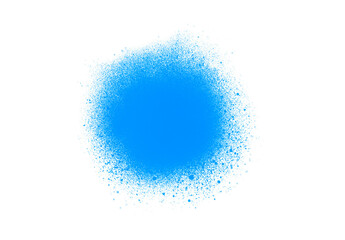 Vibrant Blue Spray Paint Splatter Circle on Transparent Background