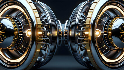 Futuristic Mechanical Engineering Marvels Showcasing Intricate Gear Systems and Polished Metal Components