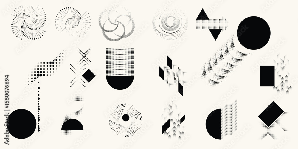 Poster collection of vector design elements. set of logos with lines, stripes and circles. various forms of