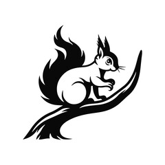 Stylish Black and White Squirrel on a Branch