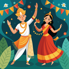 cartoon illustration of a dancing couple
