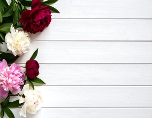 Floral arrangement on white wood