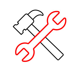 illustration of hammer and tools. vector  editable