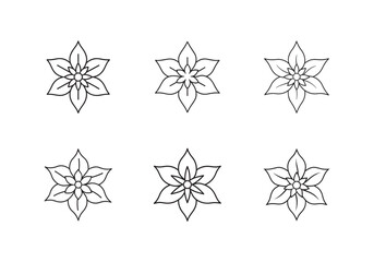 set of poinsettia icon line art vector illustration