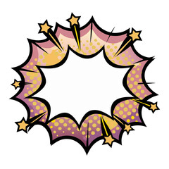 Comic book style frame for text with stars and dotted background, isolated vector image on transparent background  