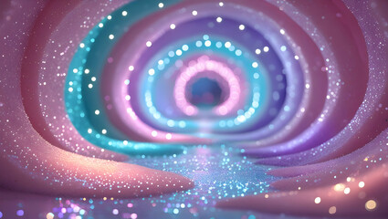 Enchanting Tunnel of Swirling Colors and Sparkling Lights Creating a Magical Dreamscape Journey