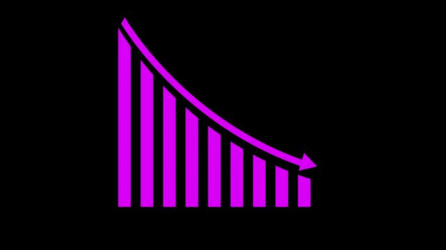 Animated down graph icon designed in flat icon style, business Finance, Business Info graphic animation, Bar graph.