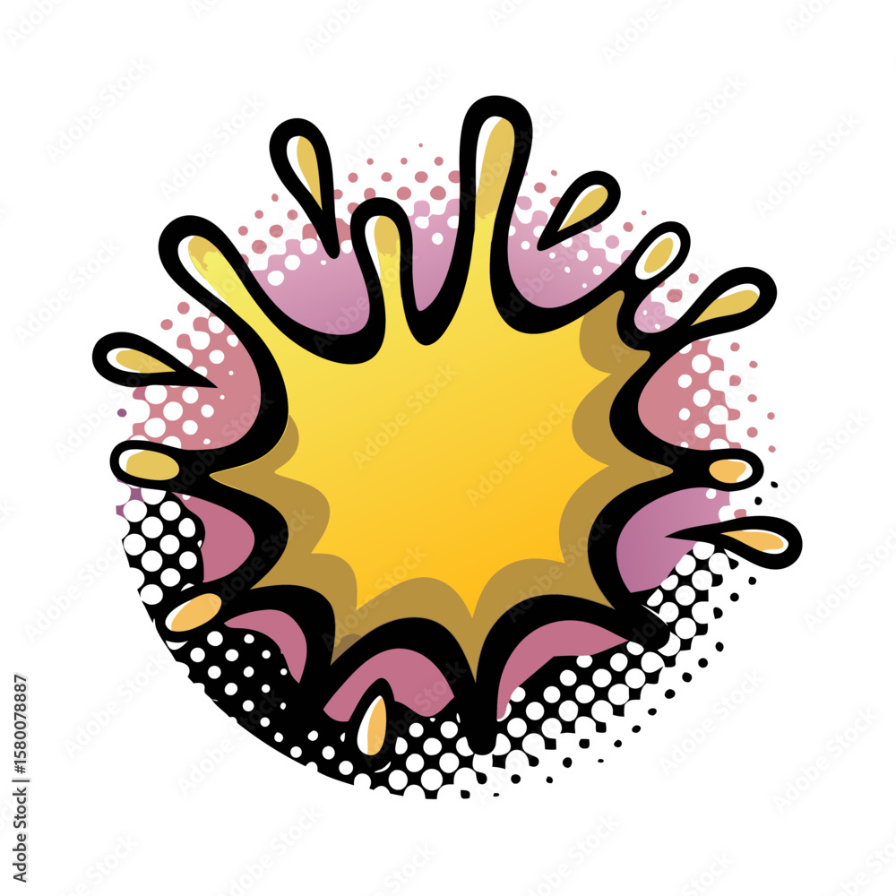 Poster colorful splash shape in comic book style with pop art design, isolated vector image on transparent 