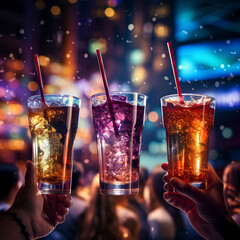 Toasting Different Drinks at a Bar - Beer, Wine, Cocktails