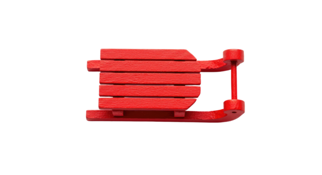 Red Wooden Sled Isolated on White.
