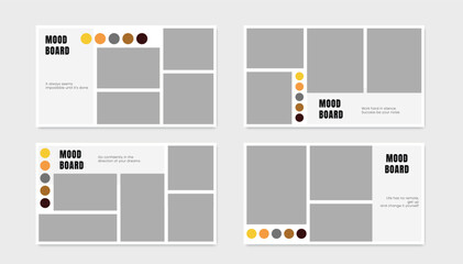 Mood board layout. Photo collage template. Mosaic picture grid. Mood board mockup. Vector illustration