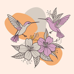 floral background with birds