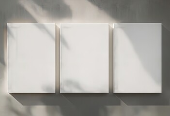 Three Blank White Canvas Mockup on Wall

