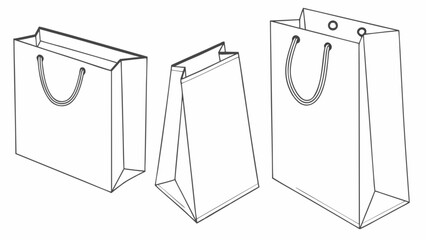 Illustration of shopping bags for retail packaging and branding design with rope handles and paper material
